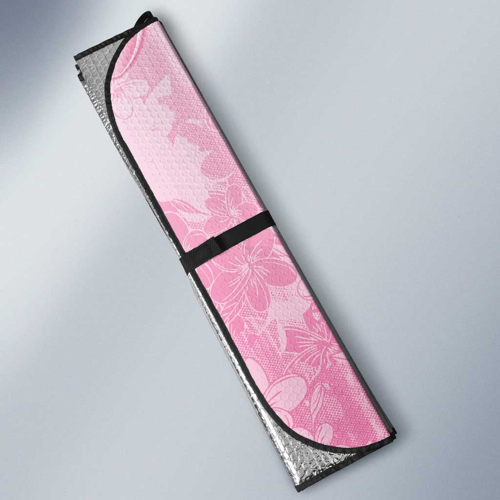 Memorial Pink Breast Cancer Awareness Auto Sun Shade Plumeria Floral Tribal Pattern - Polynesian Pride