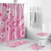 Memorial Pink Breast Cancer Awareness Bathroom Set Plumeria Floral Tribal Pattern - Polynesian Pride