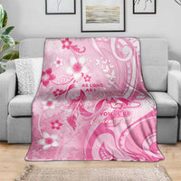 Memorial Pink Breast Cancer Awareness Blanket Plumeria Floral Tribal Pattern - Polynesian Pride