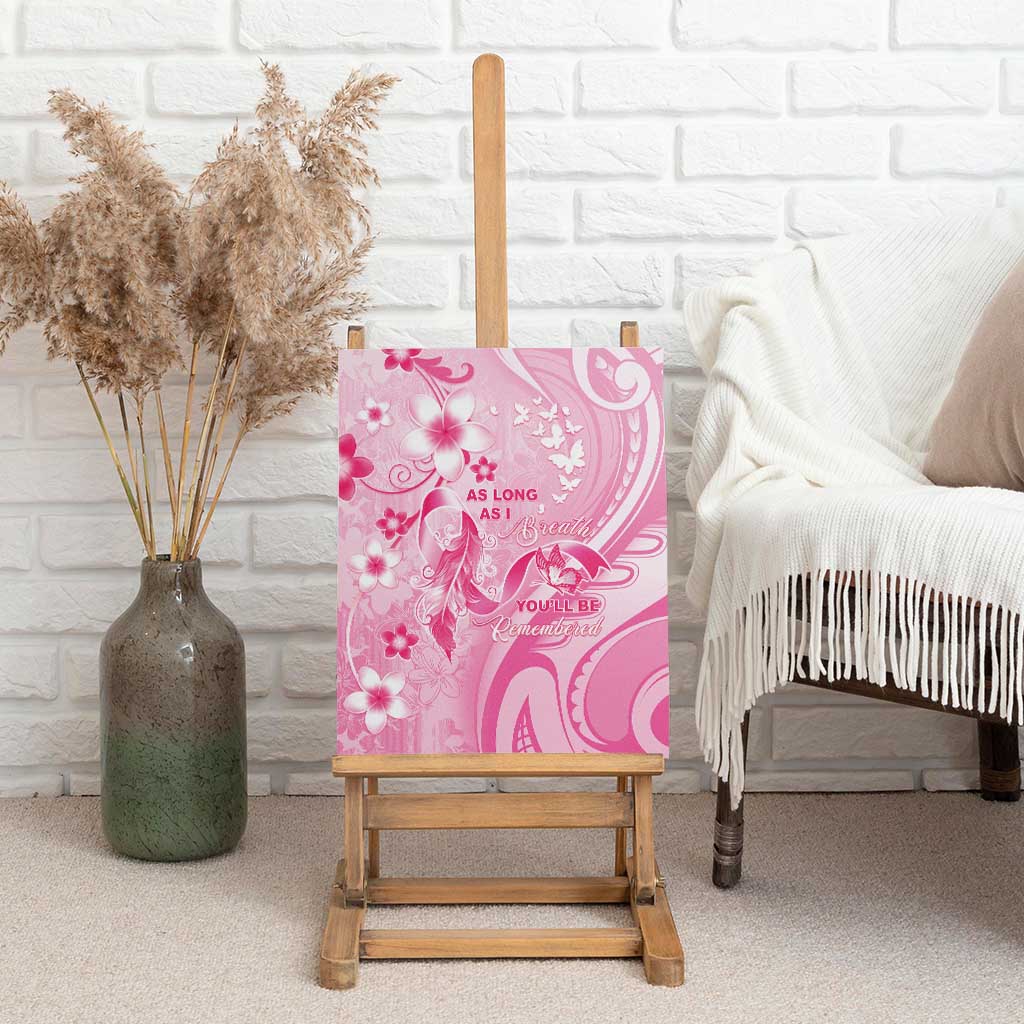 Memorial Pink Breast Cancer Awareness Canvas Wall Art Plumeria Floral Tribal Pattern - Polynesian Pride
