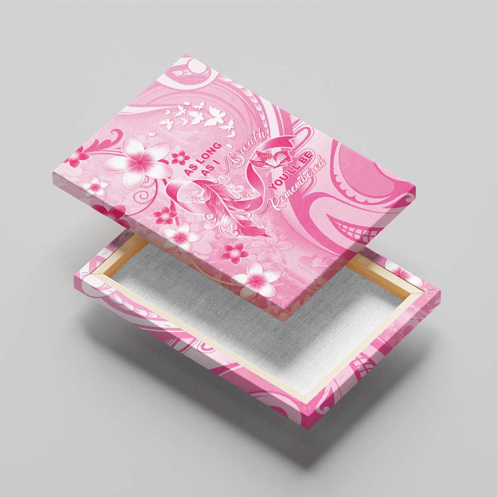 Memorial Pink Breast Cancer Awareness Canvas Wall Art Plumeria Floral Tribal Pattern - Polynesian Pride