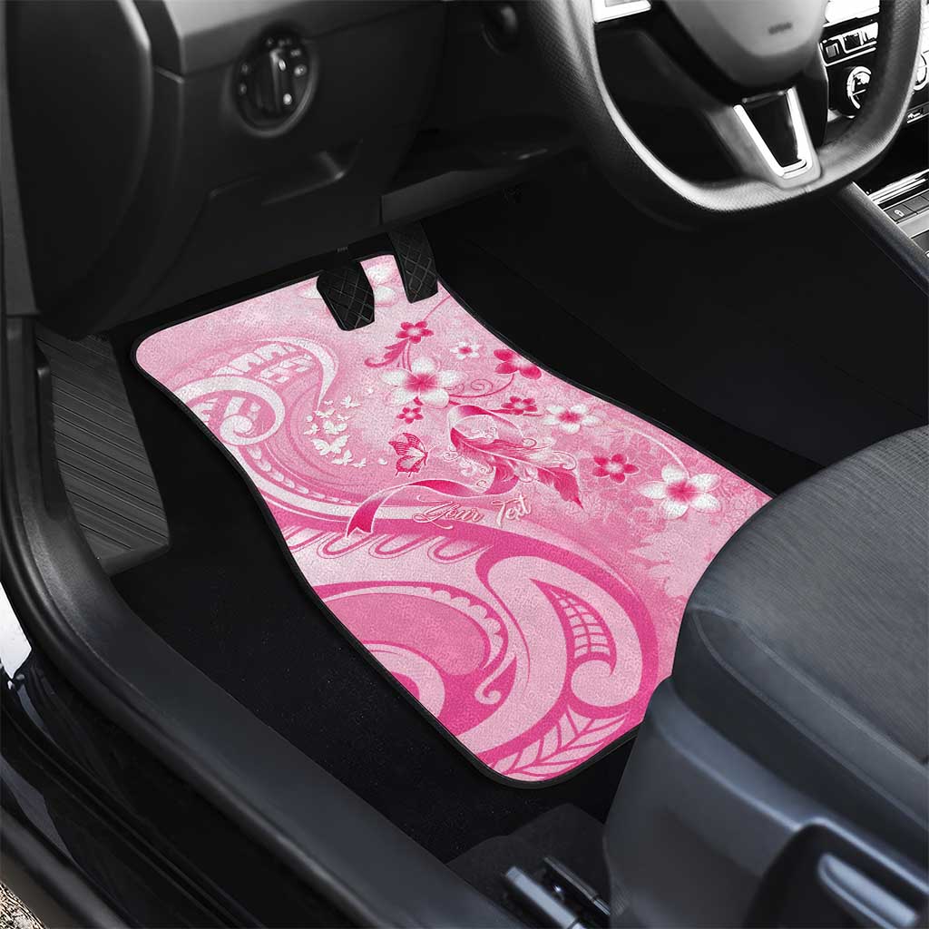 Personalised Memorial Pink Breast Cancer Awareness Car Mats Plumeria Floral Tribal Pattern - Polynesian Pride