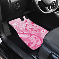 Personalised Memorial Pink Breast Cancer Awareness Car Mats Plumeria Floral Tribal Pattern - Polynesian Pride