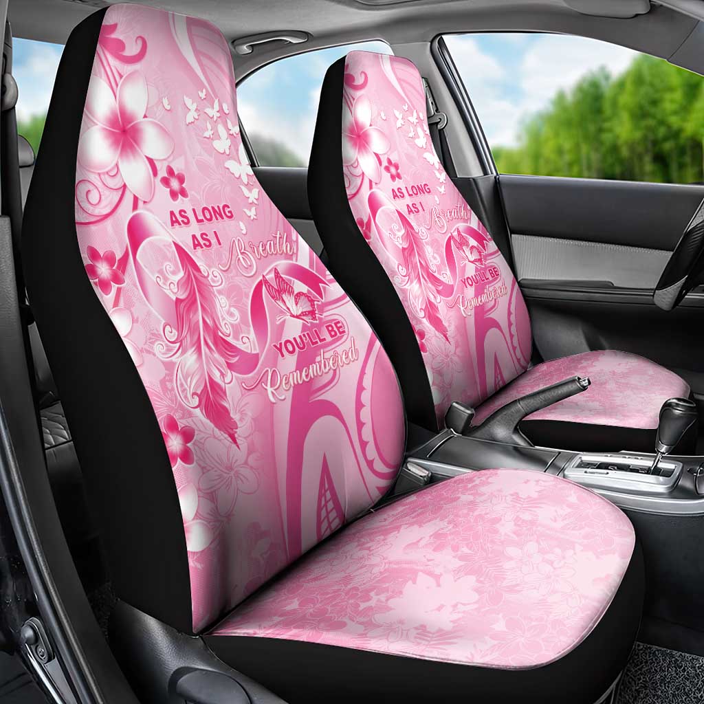 Memorial Pink Breast Cancer Awareness Car Seat Cover Plumeria Floral Tribal Pattern - Polynesian Pride