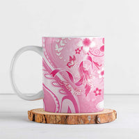 Personalised Memorial Pink Breast Cancer Awareness Ceramic Mug Plumeria Floral Tribal Pattern - Polynesian Pride