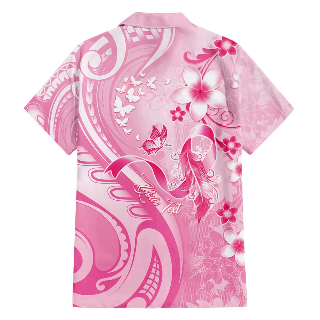 Personalised Memorial Pink Breast Cancer Awareness Family Matching Summer Maxi Dress and Hawaiian Shirt Plumeria Floral Tribal Pattern - Polynesian Pride