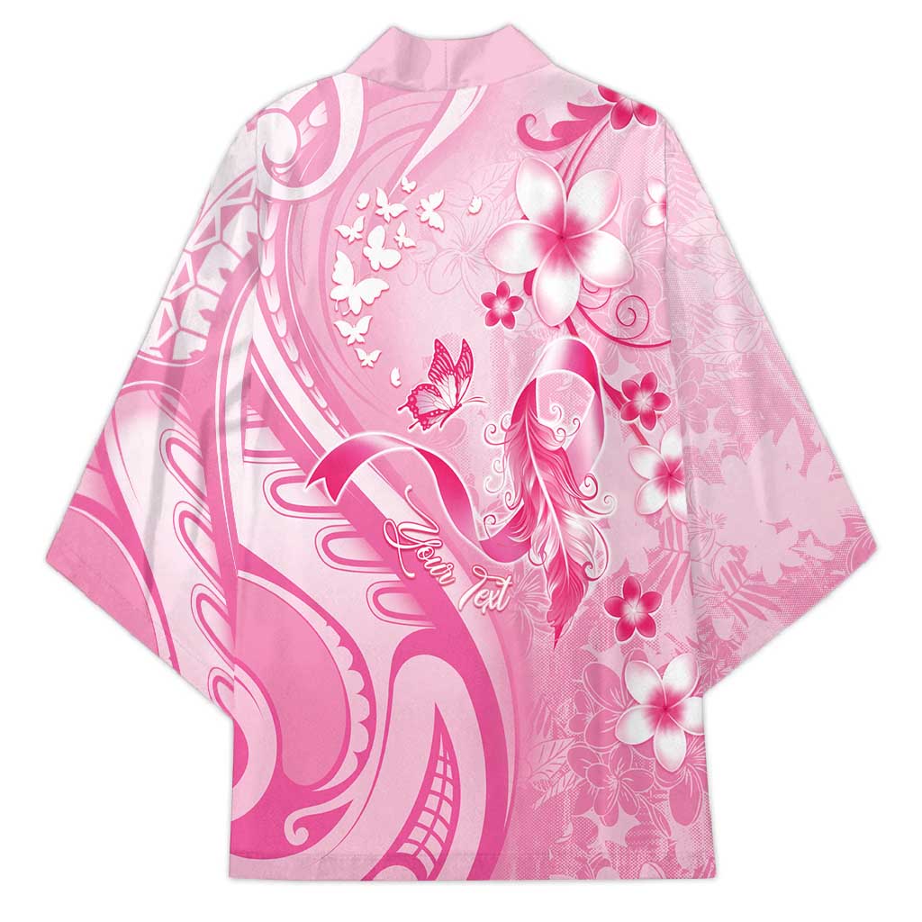 Personalised Memorial Pink Breast Cancer Awareness Kimono Plumeria Floral Tribal Pattern - Polynesian Pride