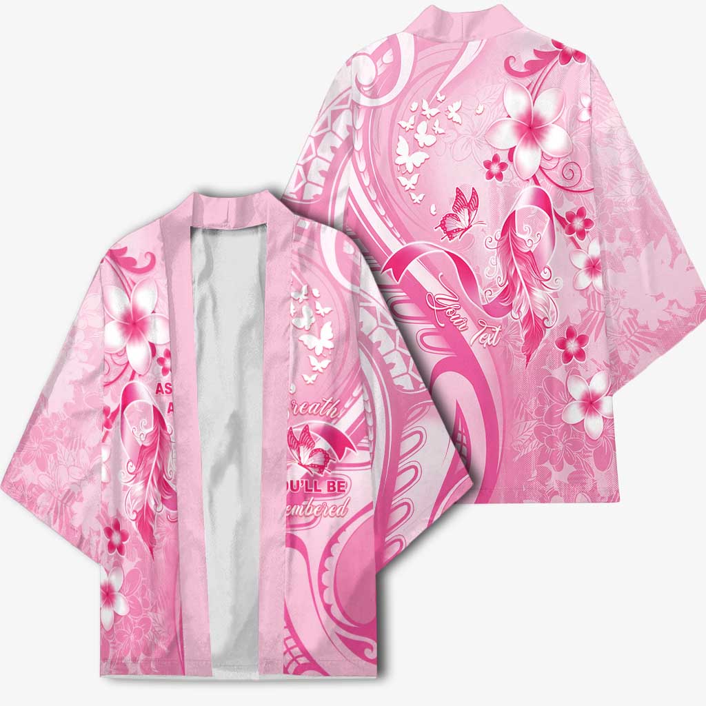 Personalised Memorial Pink Breast Cancer Awareness Kimono Plumeria Floral Tribal Pattern - Polynesian Pride
