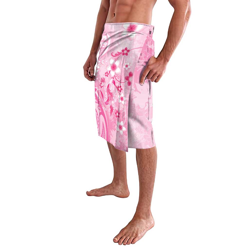 Personalised Memorial Pink Breast Cancer Awareness Lavalava Plumeria Floral Tribal Pattern - Polynesian Pride