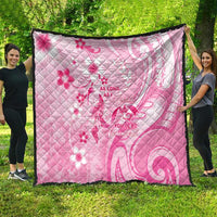 Memorial Pink Breast Cancer Awareness Quilt Plumeria Floral Tribal Pattern - Polynesian Pride