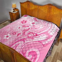 Memorial Pink Breast Cancer Awareness Quilt Plumeria Floral Tribal Pattern - Polynesian Pride
