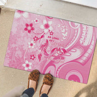 Memorial Pink Breast Cancer Awareness Rubber Doormat Plumeria Floral Tribal Pattern - Polynesian Pride