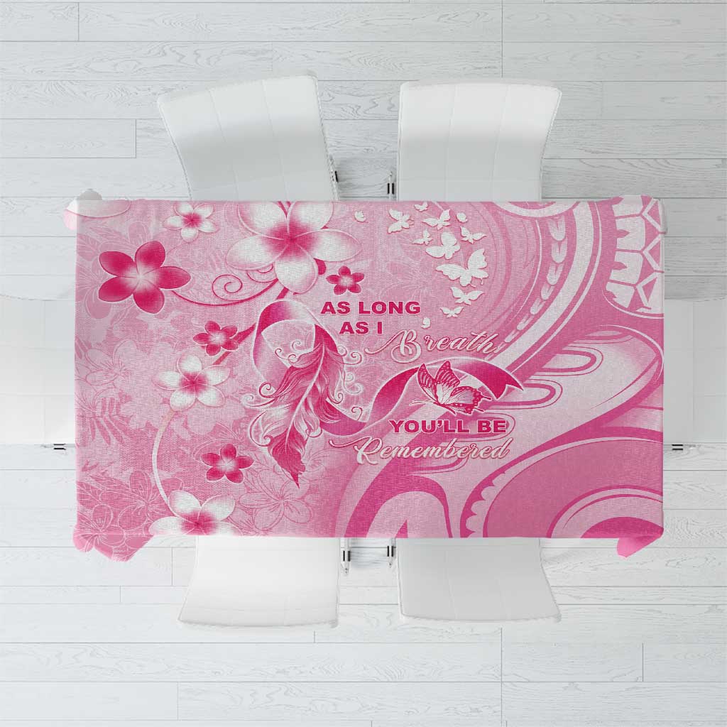 Memorial Pink Breast Cancer Awareness Tablecloth Plumeria Floral Tribal Pattern - Polynesian Pride
