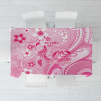 Memorial Pink Breast Cancer Awareness Tablecloth Plumeria Floral Tribal Pattern - Polynesian Pride