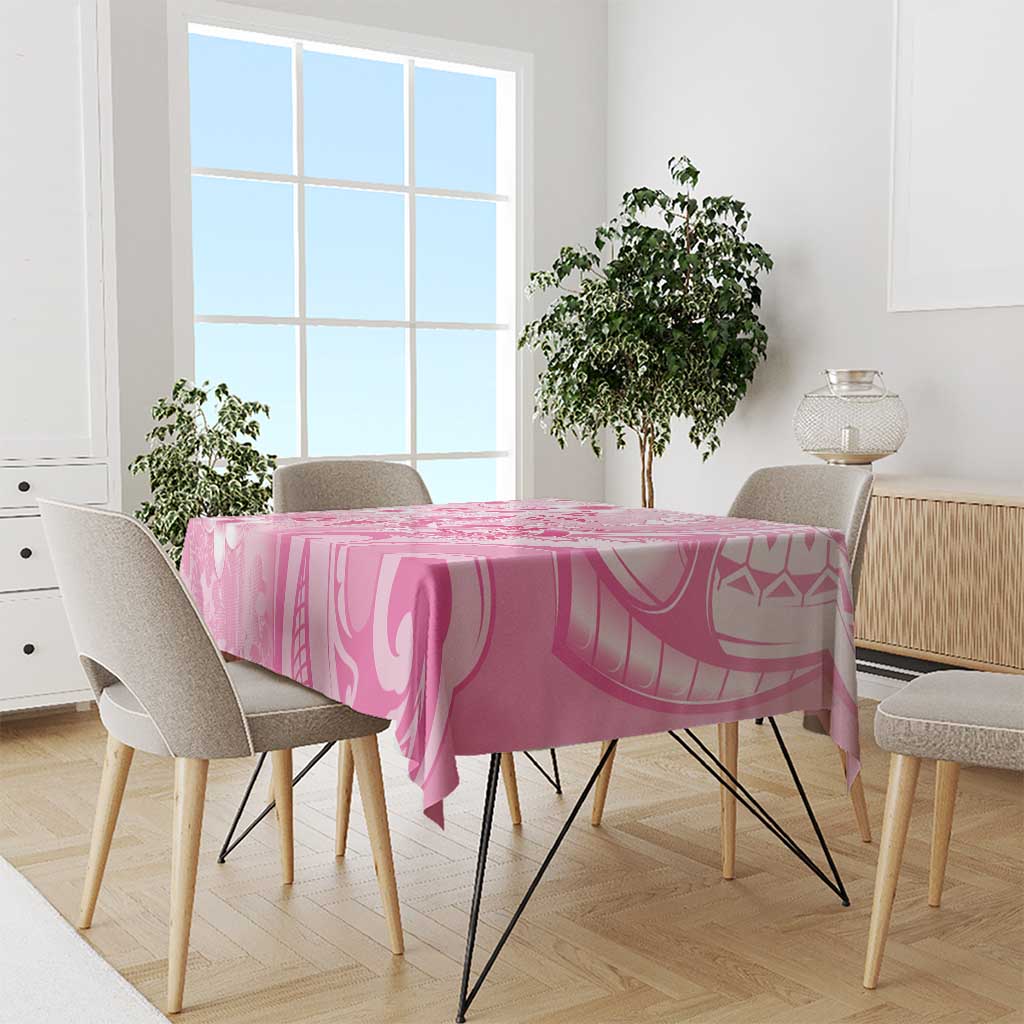 Memorial Pink Breast Cancer Awareness Tablecloth Plumeria Floral Tribal Pattern - Polynesian Pride