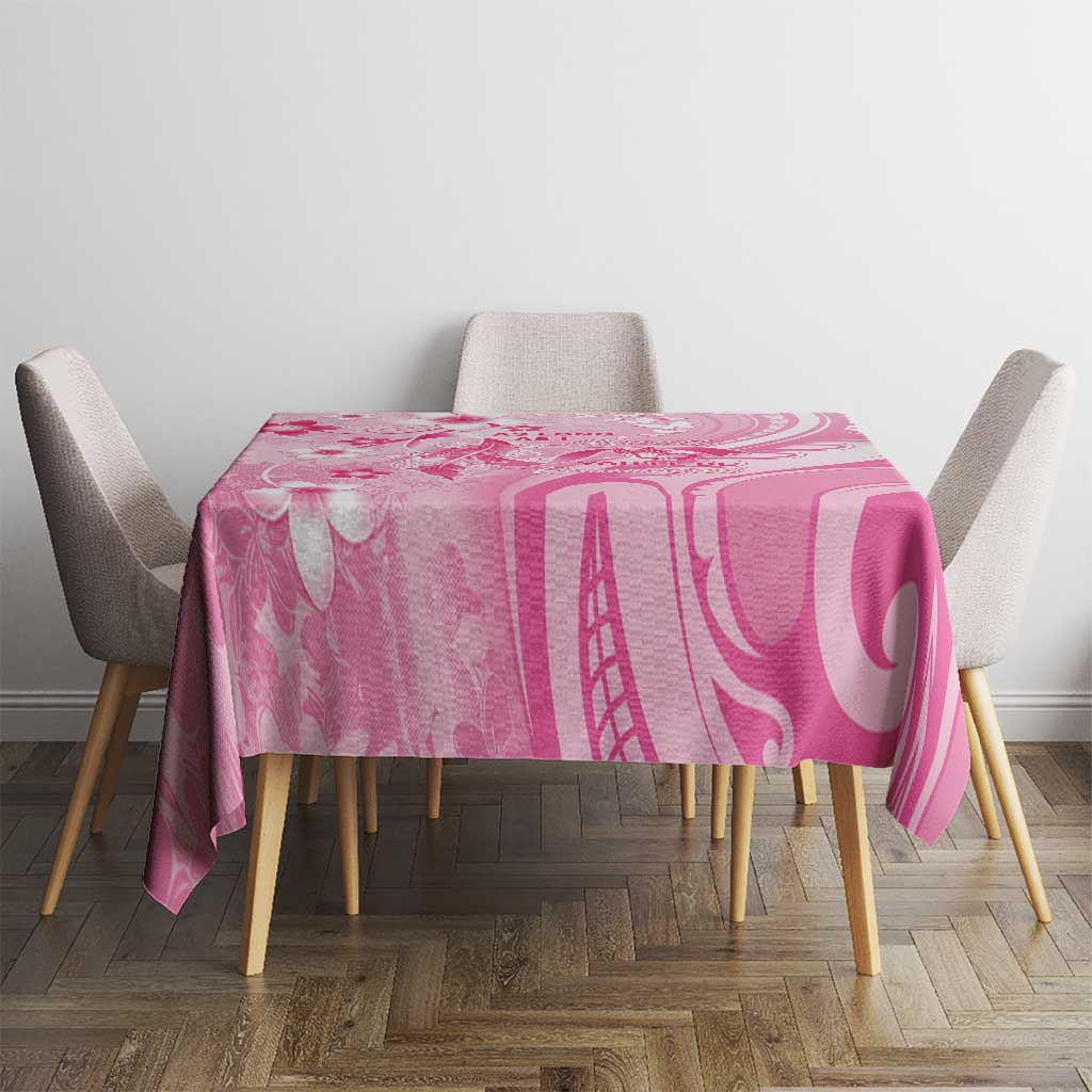 Memorial Pink Breast Cancer Awareness Tablecloth Plumeria Floral Tribal Pattern - Polynesian Pride