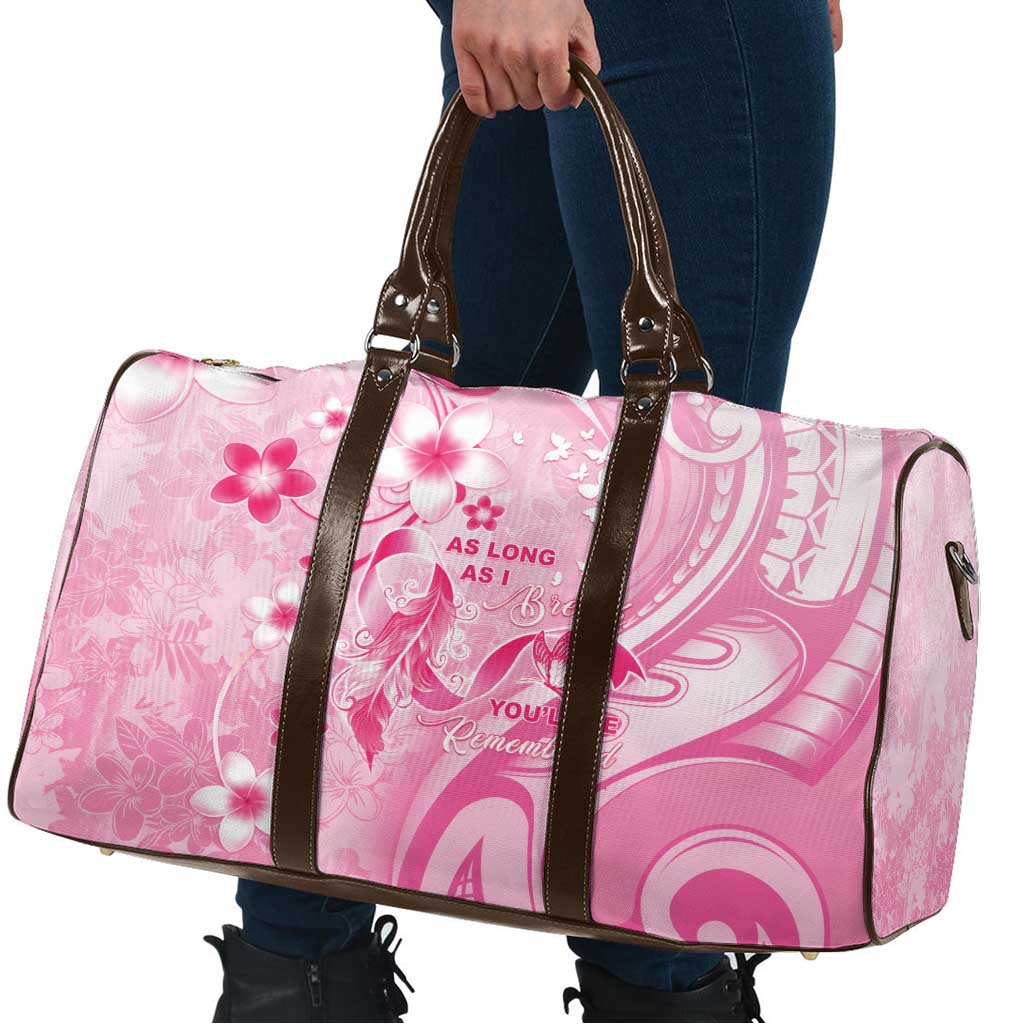 Memorial Pink Breast Cancer Awareness Travel Bag Plumeria Floral Tribal Pattern - Polynesian Pride