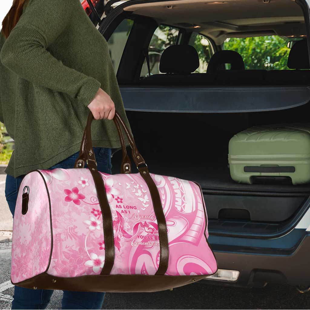 Memorial Pink Breast Cancer Awareness Travel Bag Plumeria Floral Tribal Pattern - Polynesian Pride