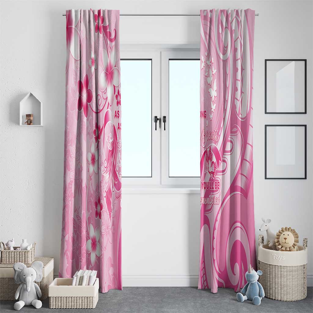 Memorial Pink Breast Cancer Awareness Window Curtain Plumeria Floral Tribal Pattern - Polynesian Pride