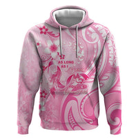 Personalised Memorial Pink Breast Cancer Awareness Zip Hoodie Plumeria Floral Tribal Pattern - Polynesian Pride