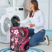 Memorial Breast Cancer Awareness Laundry Basket Plumeria Floral Tribal Pattern - Polynesian Pride