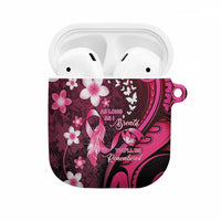 Memorial Breast Cancer Awareness AirPods Case Plumeria Floral Tribal Pattern - Polynesian Pride