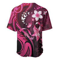Personalised Memorial Breast Cancer Awareness Baseball Jersey Plumeria Floral Tribal Pattern - Polynesian Pride