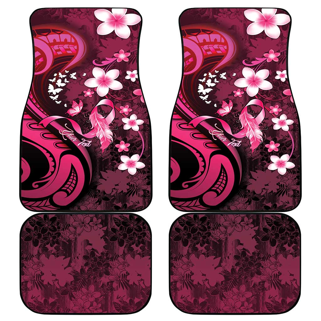 Personalised Memorial Breast Cancer Awareness Car Mats Plumeria Floral Tribal Pattern - Polynesian Pride