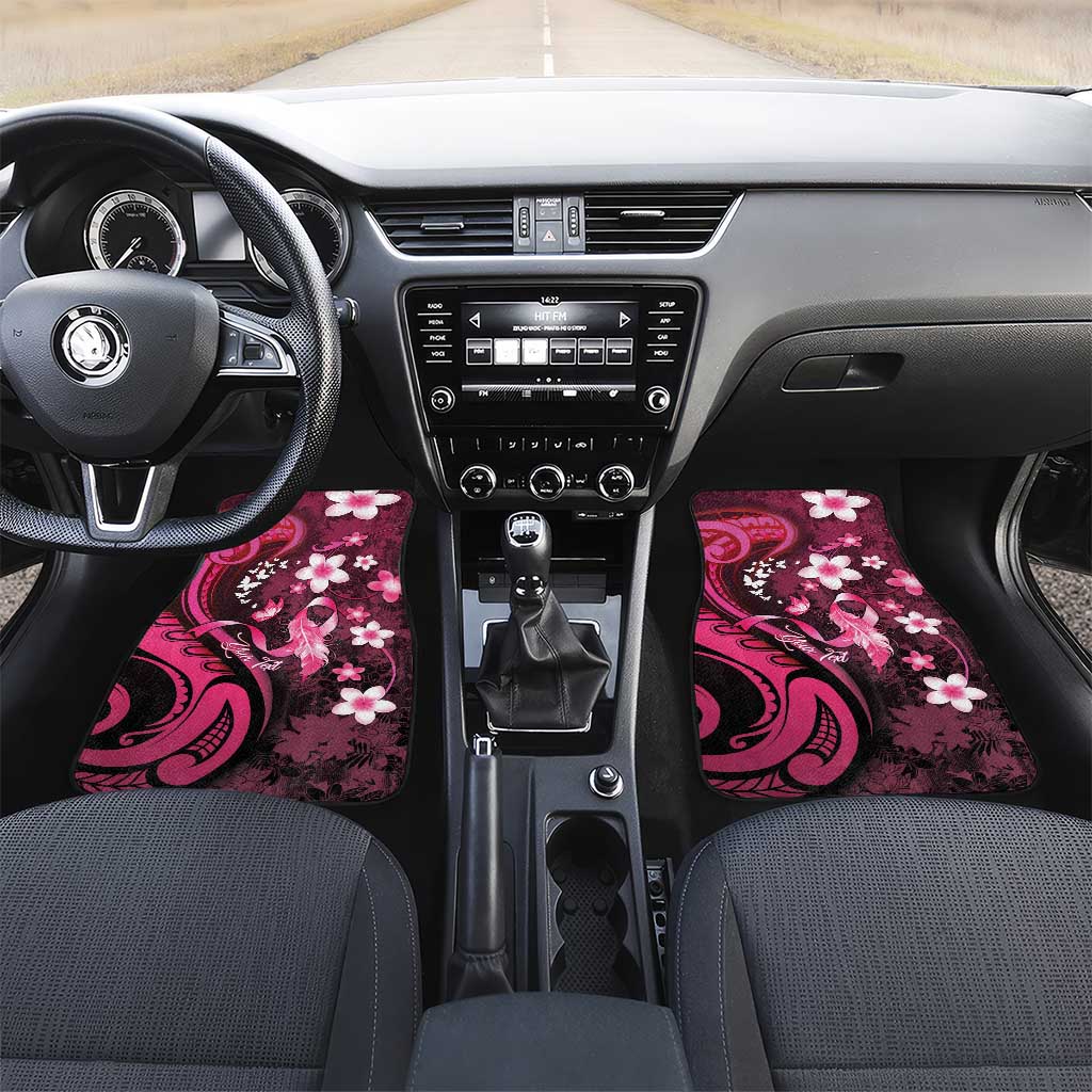 Personalised Memorial Breast Cancer Awareness Car Mats Plumeria Floral Tribal Pattern - Polynesian Pride