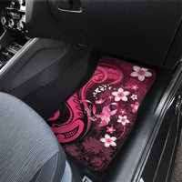 Personalised Memorial Breast Cancer Awareness Car Mats Plumeria Floral Tribal Pattern - Polynesian Pride