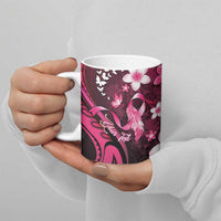 Personalised Memorial Breast Cancer Awareness Ceramic Mug Plumeria Floral Tribal Pattern - Polynesian Pride