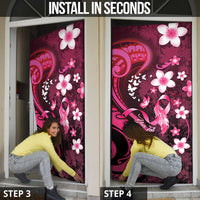 Personalised Memorial Breast Cancer Awareness Door Cover Plumeria Floral Tribal Pattern - Polynesian Pride