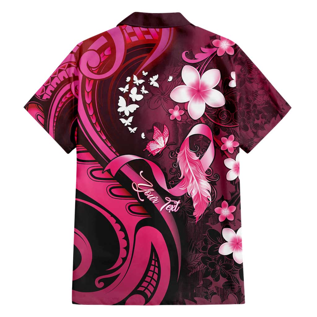 Personalised Memorial Breast Cancer Awareness Family Matching Short Sleeve Bodycon Dress and Hawaiian Shirt Plumeria Floral Tribal Pattern - Polynesian Pride