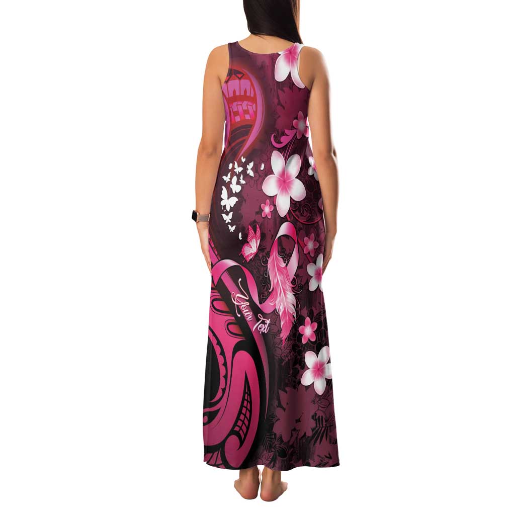 Personalised Memorial Breast Cancer Awareness Family Matching Tank Maxi Dress and Hawaiian Shirt Plumeria Floral Tribal Pattern - Polynesian Pride