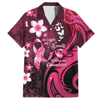 Personalised Memorial Breast Cancer Awareness Hawaiian Shirt Plumeria Floral Tribal Pattern - Polynesian Pride