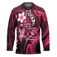 Personalised Memorial Breast Cancer Awareness Hockey Jersey Plumeria Floral Tribal Pattern - Polynesian Pride