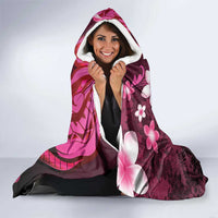 Memorial Breast Cancer Awareness Hooded Blanket Plumeria Floral Tribal Pattern - Polynesian Pride