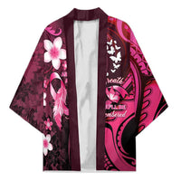 Personalised Memorial Breast Cancer Awareness Kimono Plumeria Floral Tribal Pattern - Polynesian Pride