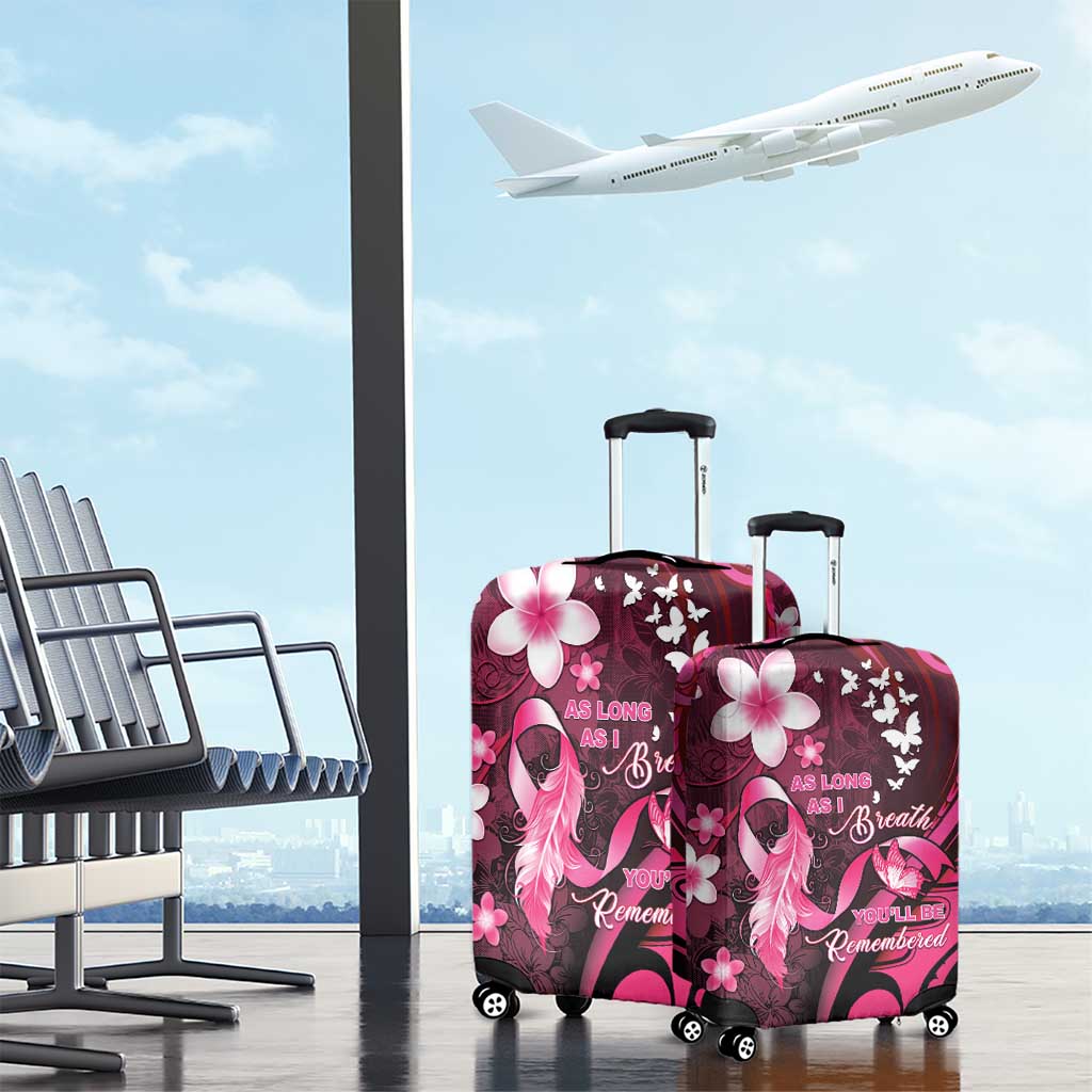 Memorial Breast Cancer Awareness Luggage Cover Plumeria Floral Tribal Pattern - Polynesian Pride