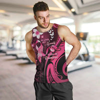 Personalised Memorial Breast Cancer Awareness Men Tank Top Plumeria Floral Tribal Pattern - Polynesian Pride