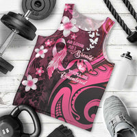 Personalised Memorial Breast Cancer Awareness Men Tank Top Plumeria Floral Tribal Pattern - Polynesian Pride