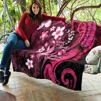 Memorial Breast Cancer Awareness Quilt Plumeria Floral Tribal Pattern - Polynesian Pride