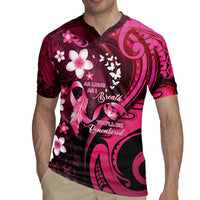 Personalised Memorial Breast Cancer Awareness Rugby Jersey Plumeria Floral Tribal Pattern - Polynesian Pride