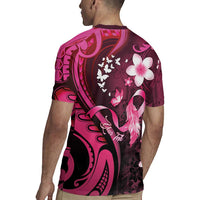 Personalised Memorial Breast Cancer Awareness Rugby Jersey Plumeria Floral Tribal Pattern - Polynesian Pride
