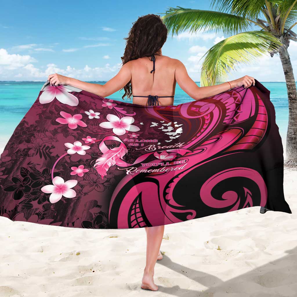 Memorial Breast Cancer Awareness Sarong Plumeria Floral Tribal Pattern - Polynesian Pride