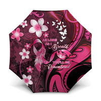 Memorial Breast Cancer Awareness Umbrella Plumeria Floral Tribal Pattern - Polynesian Pride