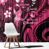 Memorial Breast Cancer Awareness Window Curtain Plumeria Floral Tribal Pattern - Polynesian Pride