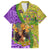 Personalised Hawaii Mardi Gras Family Matching Off Shoulder Maxi Dress and Hawaiian Shirt Polynesian Pattern With Glitter Style LT05 Dad's Shirt - Short Sleeve Yellow - Polynesian Pride