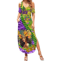 Personalised Hawaii Mardi Gras Family Matching Summer Maxi Dress and Hawaiian Shirt Polynesian Pattern With Glitter Style LT05 Mom's Dress Yellow - Polynesian Pride