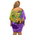 Personalised Hawaii Mardi Gras Off Shoulder Short Dress Polynesian Pattern With Glitter Style LT05 - Polynesian Pride